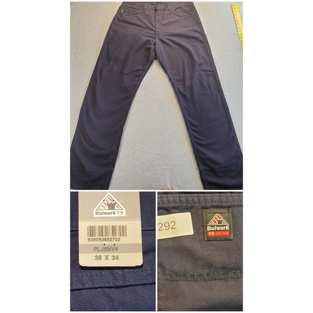 Bulwark‎ FR Mens Navy Blue Flame Resistant Work Pants PLJ6NV4 CAT2 38x34 NEW